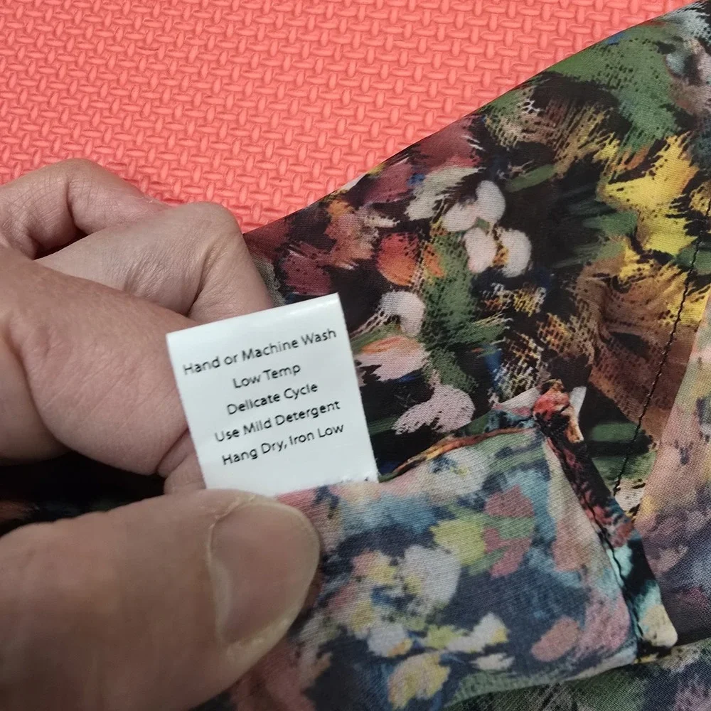 Sseko 100% Chiffon Floral Scarf - Multi-Color Abstract Print‎ - 60